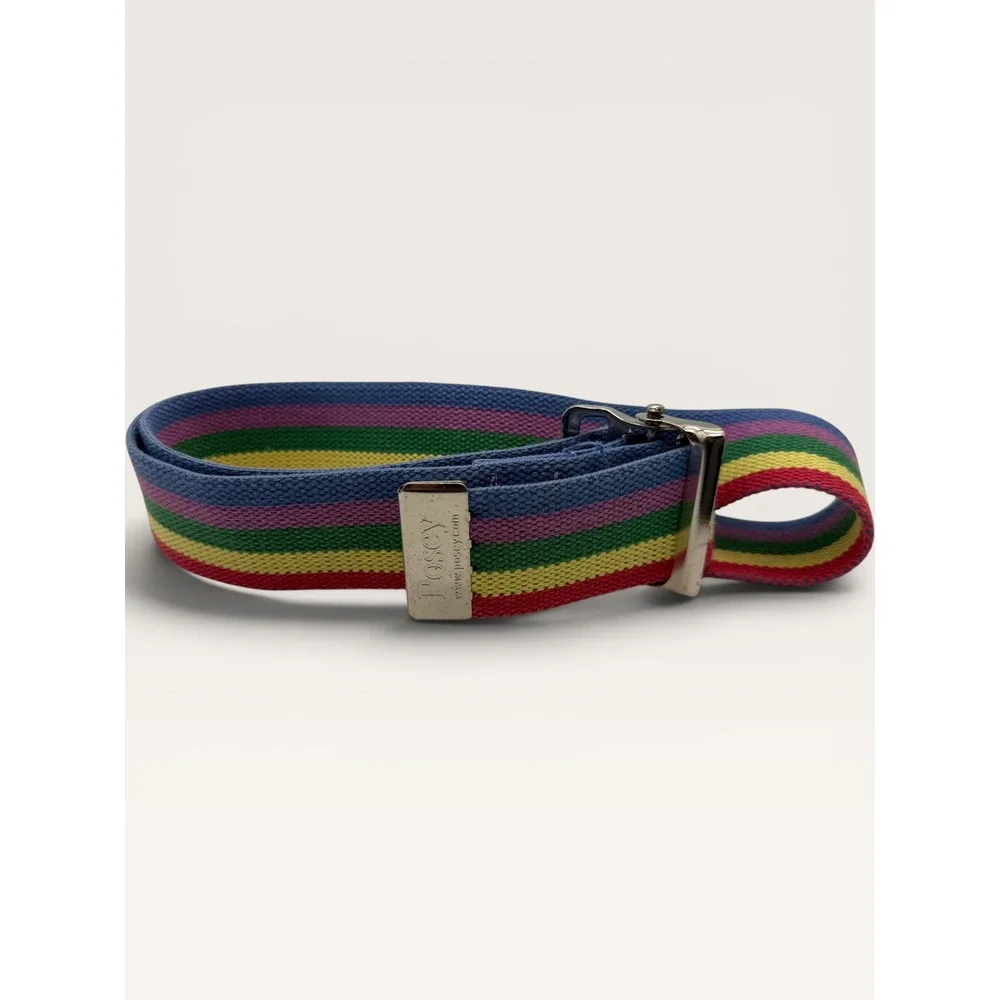 Posey Rainbow Striped Belt Cotton Webbing Quick Release Buckle 46